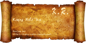 Kapy Réka névjegykártya